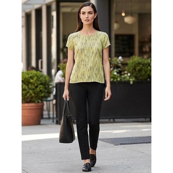 Banana Republic Tops - BANANA REPUBLIC Yellow Abstract Lightweight Blouse Women Short Sleeve Size M